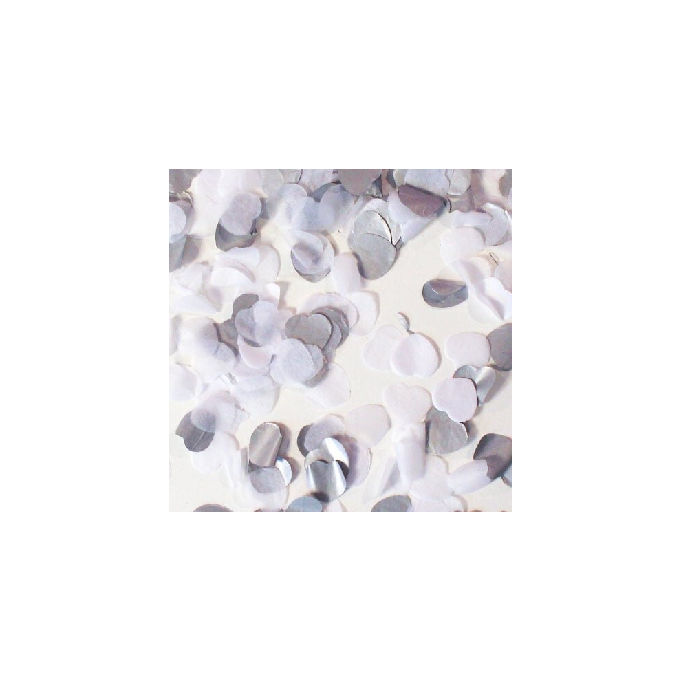 Metallic Silver And White Heart Shape Biodegradable Wedding Paper Confetti 7g