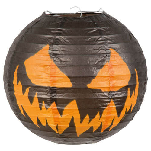 Halloween Creepy Pumpkin Paper Lantern With Wire Frame 25cm