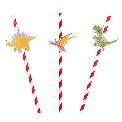 Dinosaur Fun Party Paper Straws - Pack of 6