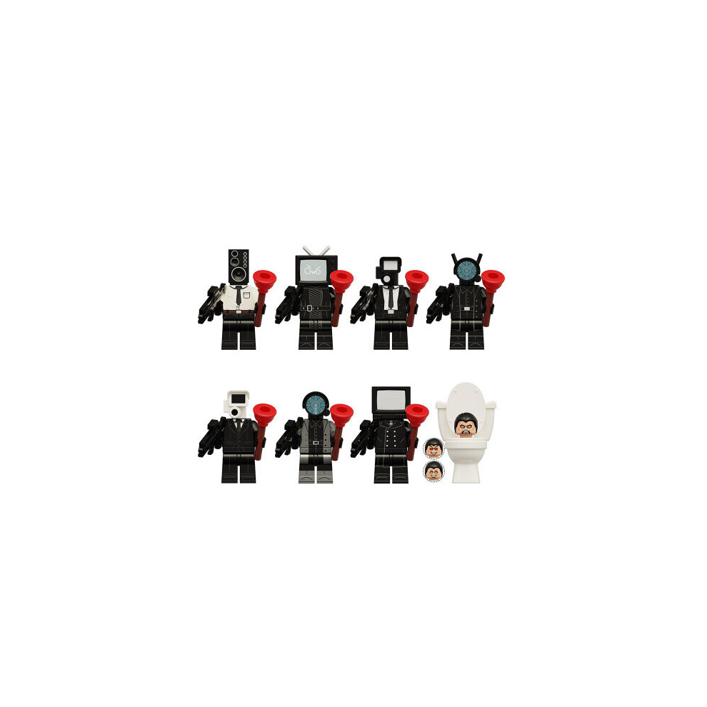 (Style B 8pcs) 16Pcs/set Skibidi Toilet Minifigure Action Figures Building Blocks Toys Fit LEGO