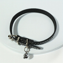 Stylish Adjustable PU Leather Cat Collar With Bell Perfect for Small Dogs