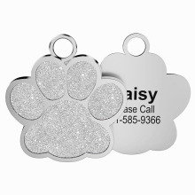 Sparkling Paw Print Pet Tag Personalized Dog and Cat ID Tag with 4 Lines of Engraved Text for Easy Identification and Safety