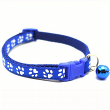 Adjustable Pet Collar with Bell Stylish Paw Print for Dogs and Cats Durable Buckle and Neck Strap Ideal for Pet Safety and Comfort