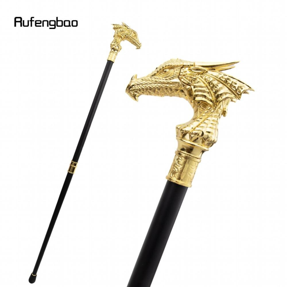 Golden Dragon Head Walking Cane Decorative Walking Stick Gentleman Cosplay Cane Knob Crosier 36 61Inch