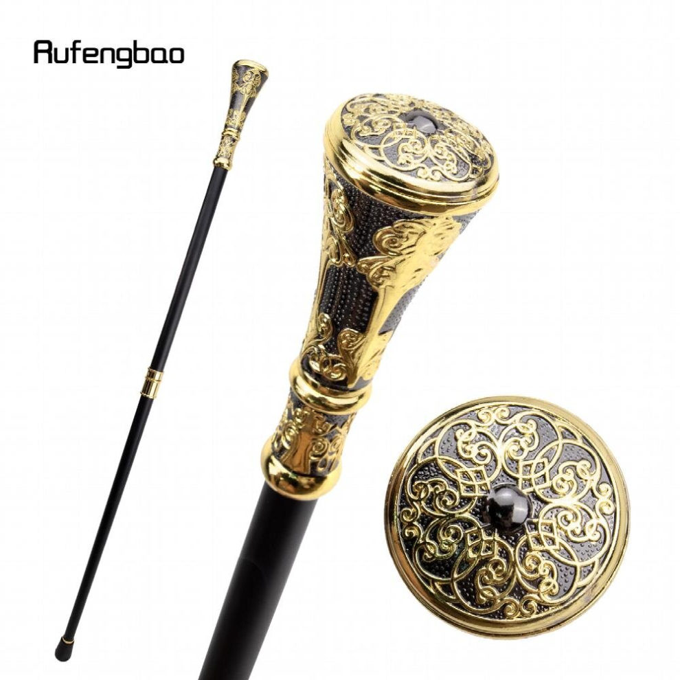 Golden 1Pc Flower Round Handle Walking Stick Party Decorative Walking Cane Knob Crosier Knob 36 61Inch