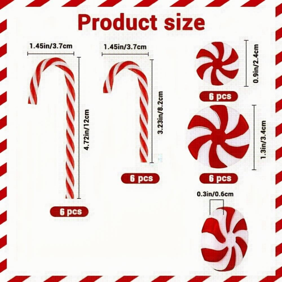 24pcs Christmas Candy Cane Ornaments Candy Cane Lollipops Christmas Tree Decorations Red And Green Plastic Twisted Cane Decorations-image-OPC-PCYHJQS-NEW