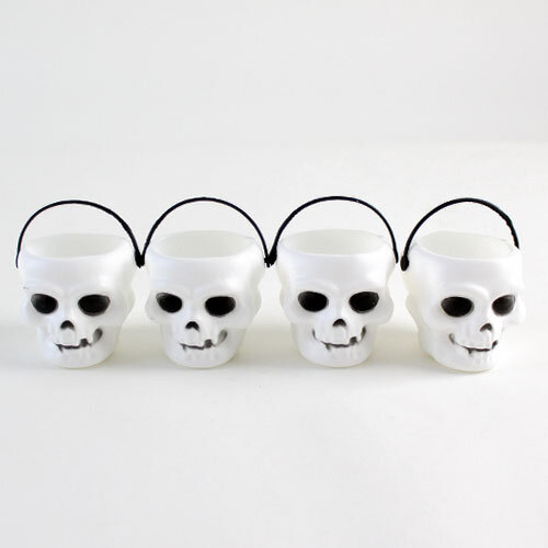 Skull Halloween Plastic Treat Pots - Pack of 4