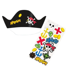 Ahoy Pirate Customisable Party Hats - Pack of 8 (78421) with Elastic Band & Personalisation Stickers, 11cm Tall