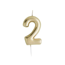 Metallic Gold Number 2 Shaped Candle
