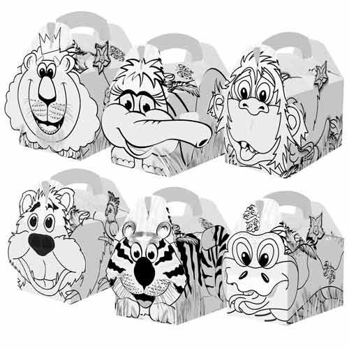 Jungle Theme Colouring In Party Box With Crayons