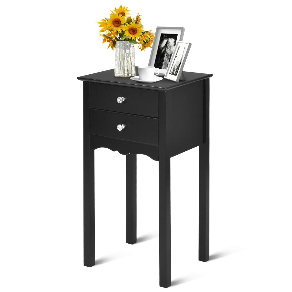 Modern Versatile Side Table End Table Sofa Bedside Table Nightstand W/ 2 Drawers