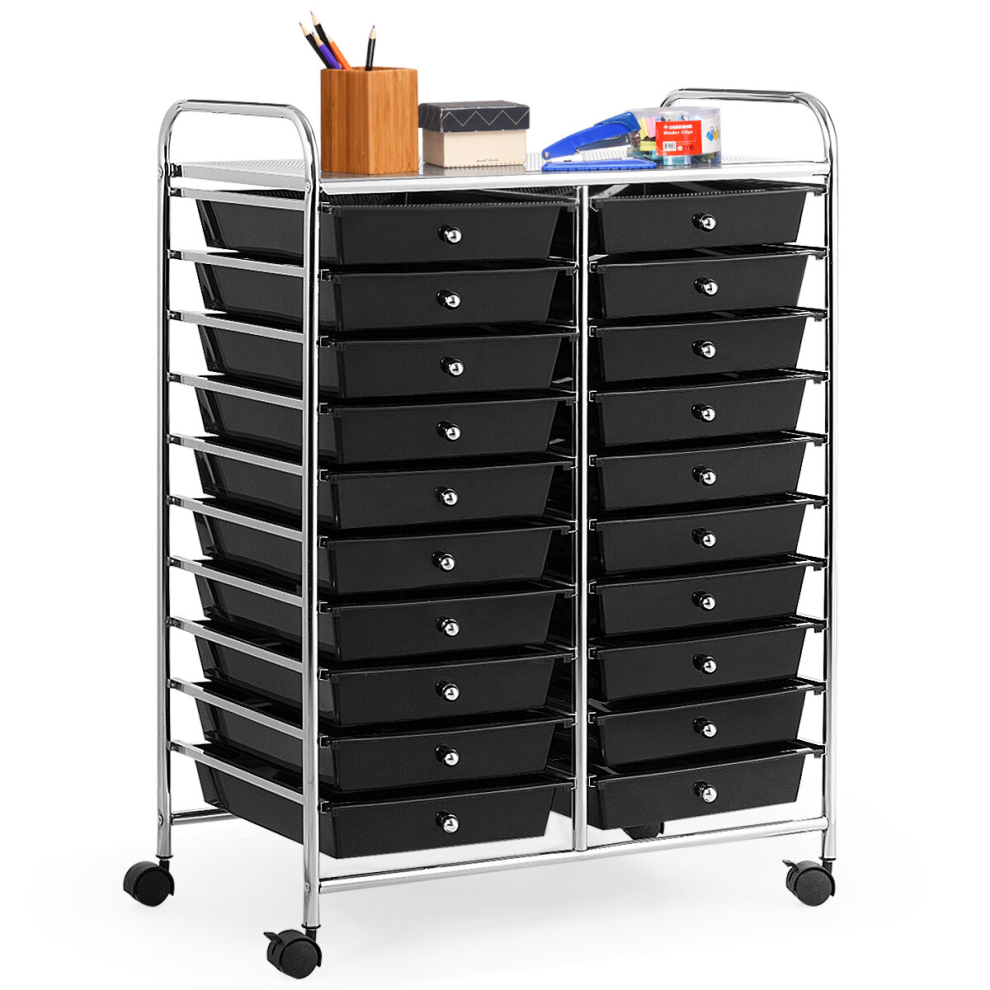 20 Drawers Storage Trolley Mobile Rolling Utility Cart Home Office Organizer