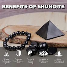 Shungite Pyramid Tower Energy Raw Gemstone Point Stone,Healing Chakra Balancing Crystal Tower Meditation Pyramid