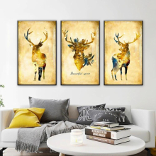 3pcs Deer Watercolor Animal Canvas Paintings Christmas Living Room Decorative Posters And Prints For Home Decor