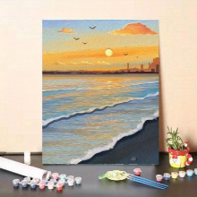 Paint By Numbers For Adults Beaches And Birds Depicting Sunsets On The Ocean Kits On Canvas Kits For Kids Beginner 40 64x50 8 Cm Flameless Painting Ki