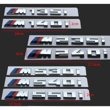 (Bright Silver, M135i) M140i M240i M540i M740Li M760Li Badge Rear Trunk Tailgate Emblem Decal Sticker