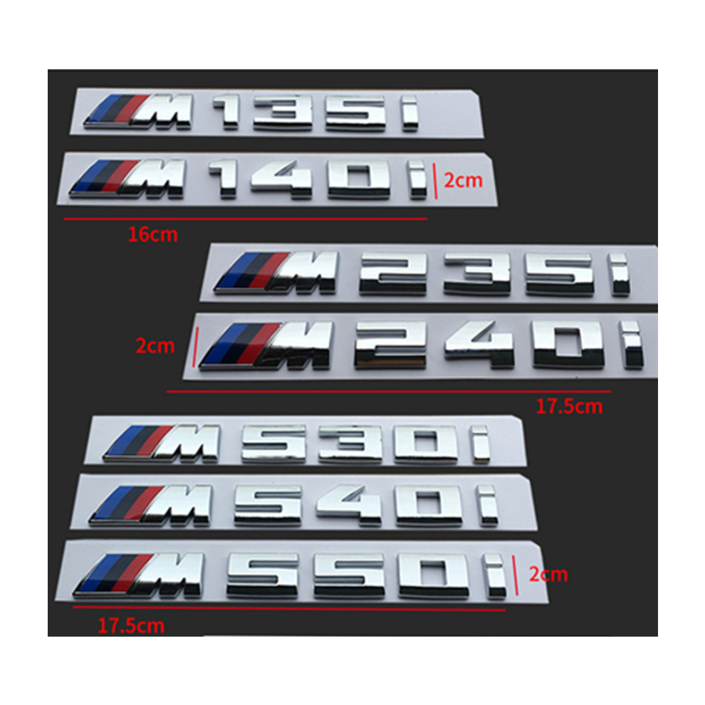 (Bright Silver, M135i) M140i M240i M540i M740Li M760Li Badge Rear Trunk Tailgate Emblem Decal Sticker