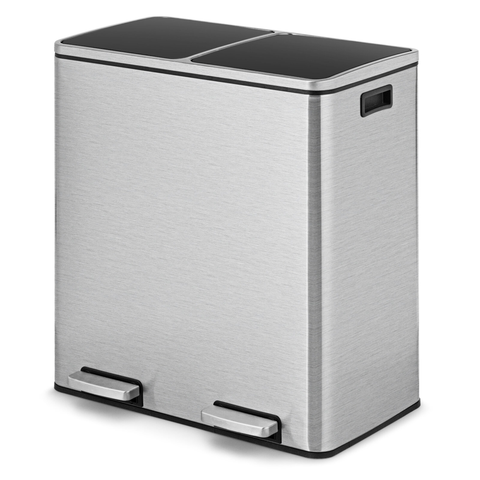 Casart 2X30l Recycling Pedal Bin Double Kitchen Waste Bin W/ Inner Buckets