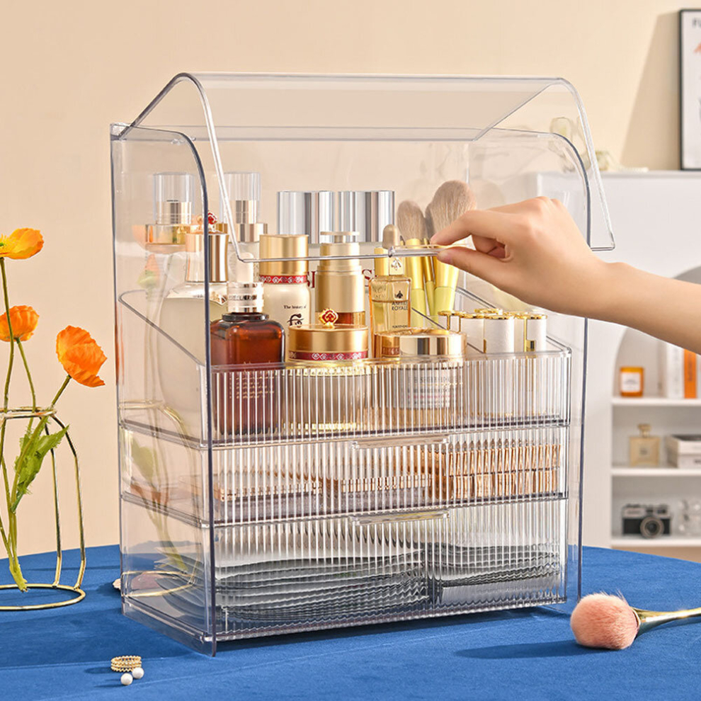 Clear Acrylic Makeup Brush Storage Box Dustproof With Lid Organizer Holder Case