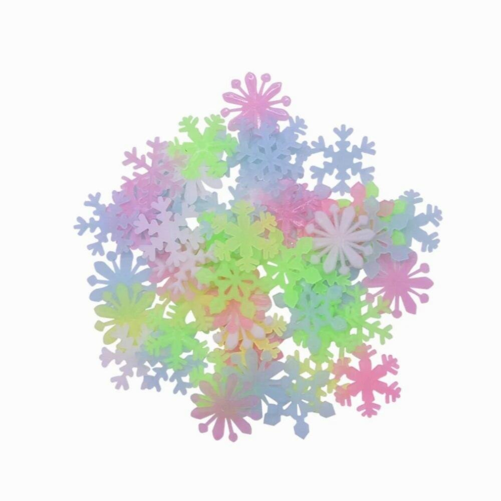 50pcs Night Glow Snowflake Stickers Christmas 3d Fluorescent Wall Sticker Solid Party Decorations Safe Supplies