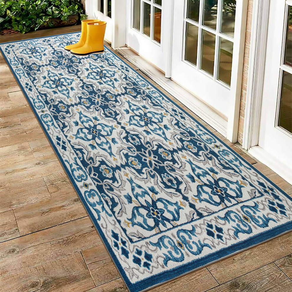 (LUNA, 60cm x 220cm (2ft x 7ft 7")- Runner Rug) Non Slip Area Rugs Printed Geometric Carpets Mats