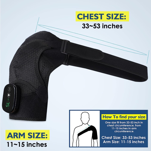 Shoulder Brace Support Wrap Massager Heating Therapy Pain relief Strap Vibration 1