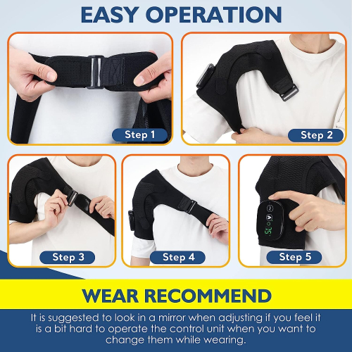 Shoulder Brace Support Wrap Massager Heating Therapy Pain relief Strap Vibration 2