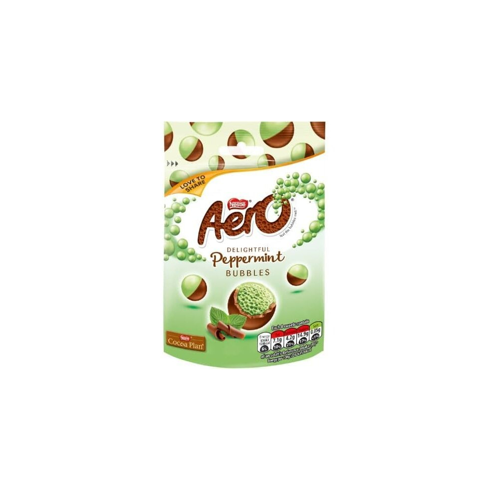 ( Pack Of 12) Aero Bubbles Peppermint Mint Chocolate Bag 80g