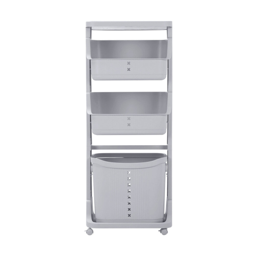 Living And Home 4-Tier Storage Rack Laundry Basket with Wheels 2