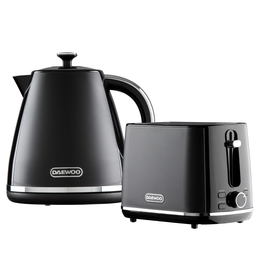 Stirling Pyramid Kettle and 2 Slice Toaster Set 3KW Fast Boil 1.7L Black