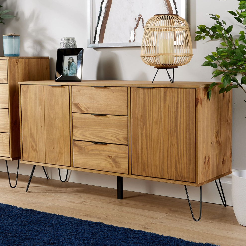 Home Source Acadia Industrial Wooden Sideboard Cabinet Storage Unit