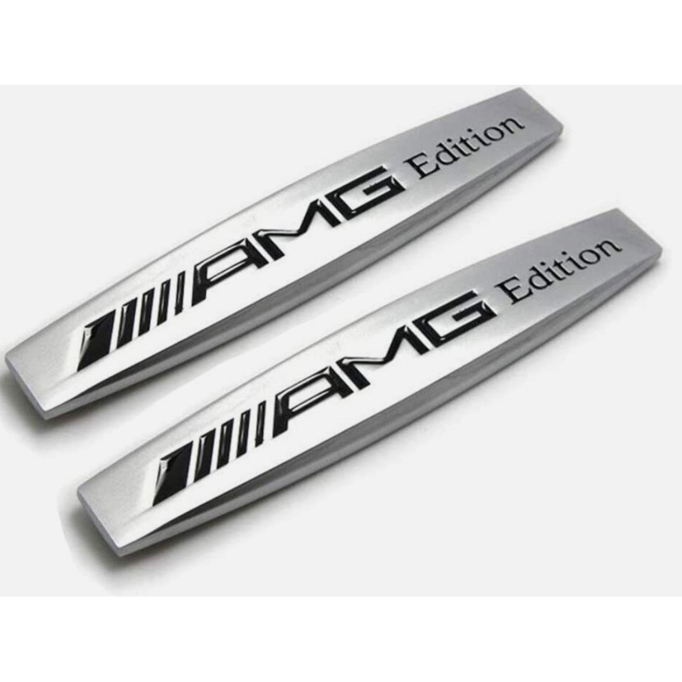 2PCS Car Side Wing Emblem Stickers Decals Badge Ornament for Mercedes Benz AMG