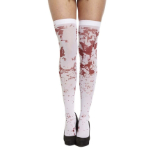 White Bloody Blood Stained Hold Up Stockings Socks Zombie Halloween Fancy Dress