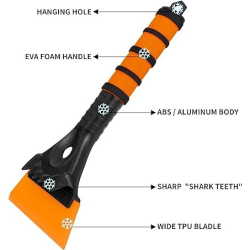 BEEWAY Ice Scraper - Car Essentials for Winter, Wide 13cm TPU Blade 2