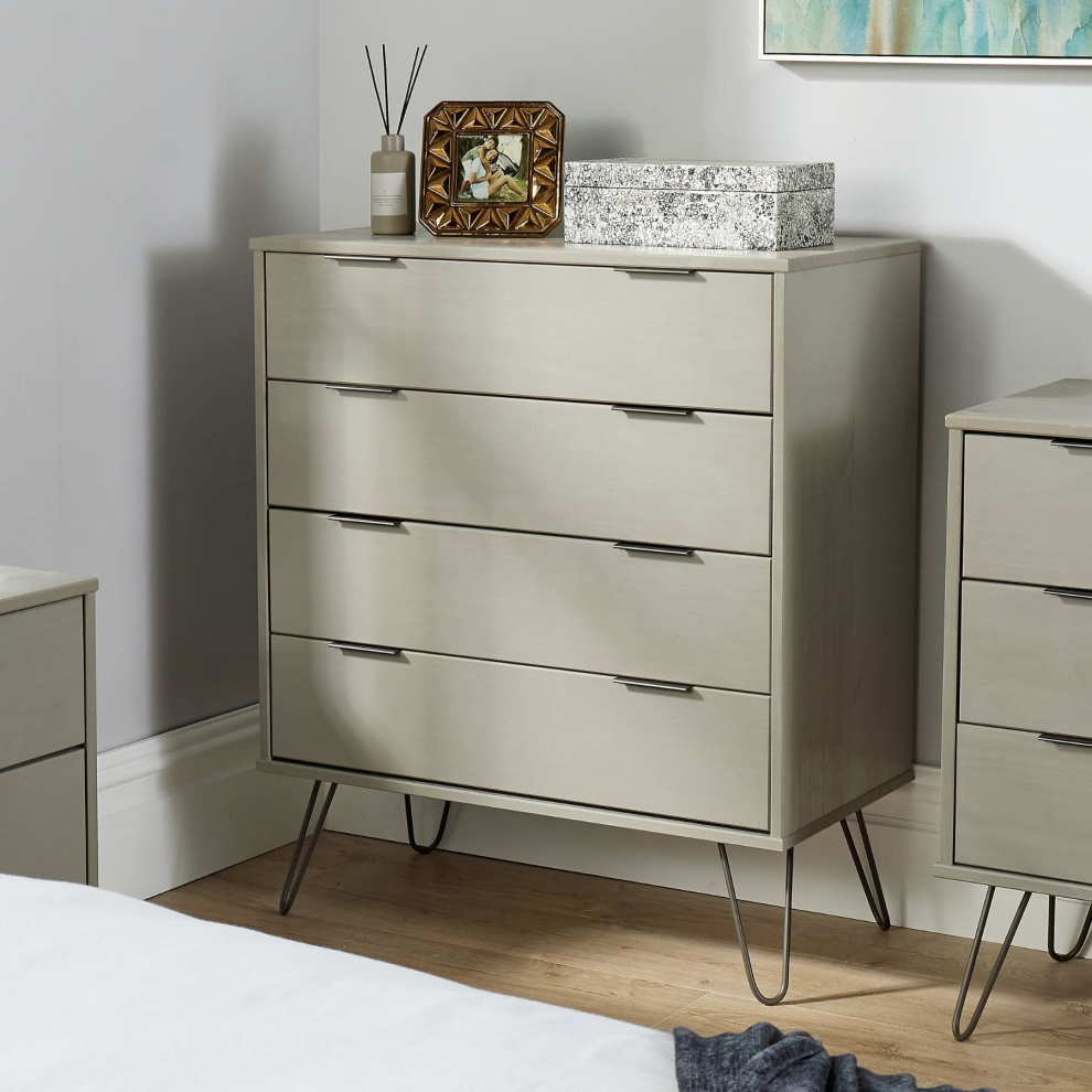 Home Source Acadia Industrial 4 Drawer Chest Storage Unit - Grey