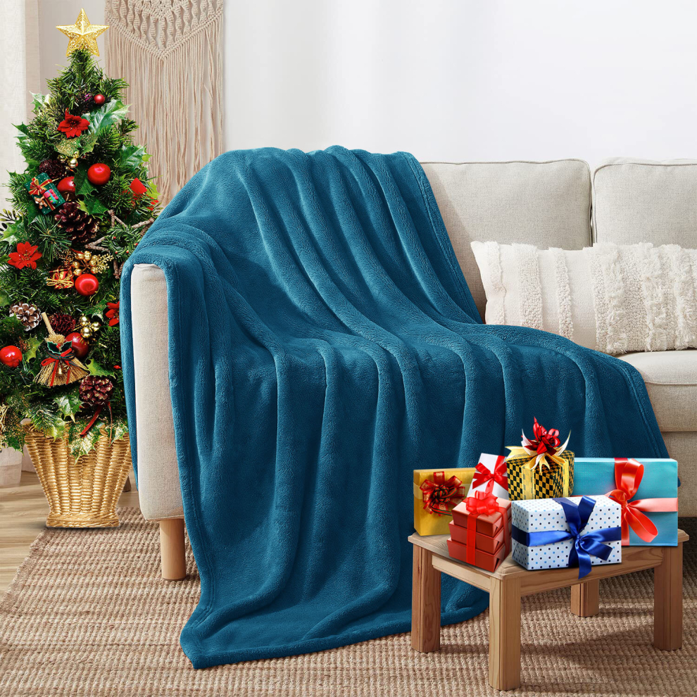 (Teal- Fleece Blankets Throw) Large Fleece Blankets Faux Fur Warm Sofa Bed Throw