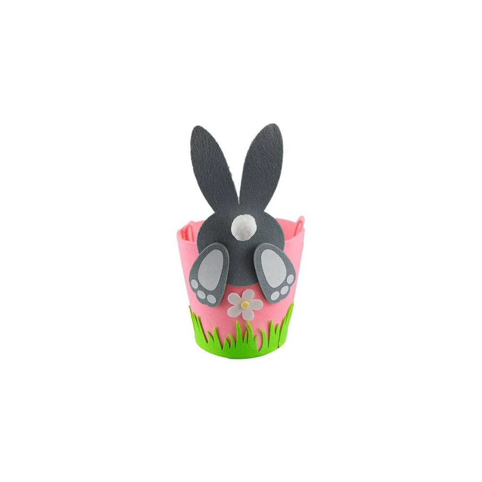 Pink Easter Pom Pom Bunny Basket 34cm