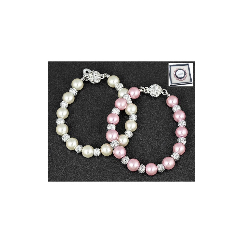 (White) Equilibrium Pearl Mini Shamballa Bracelet