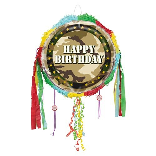 Camouflage Happy Birthday Pull String Pinata