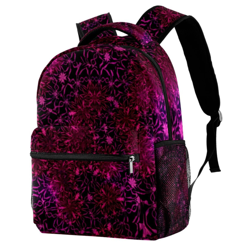 Lightweight Laptop Daypack Retro Flower Pattern Pink Rose Backpack College Schoolbag Travel Casual Rucksack for Women Men