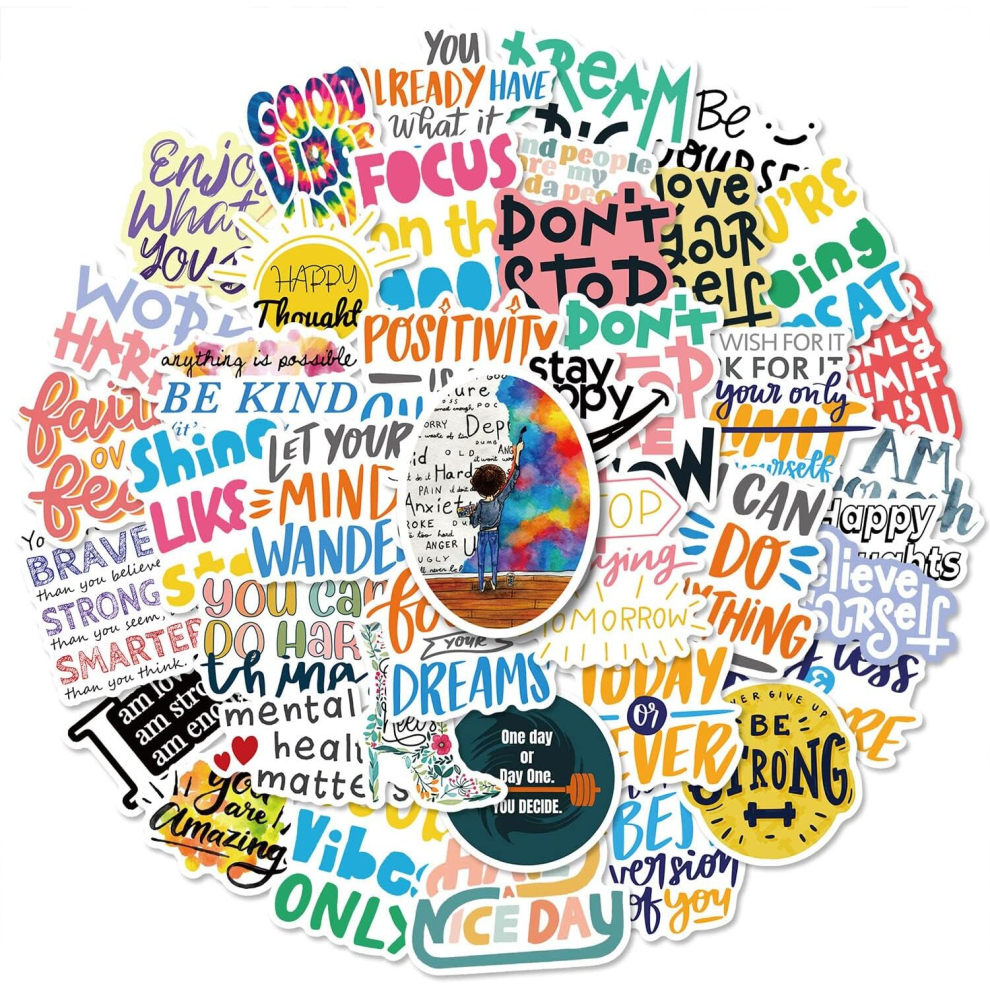 50 PCS Inspirational Stickers for Water Bottles Waterproof Vinyl Decals   Motivational Stickers for Laptop Skateboard Phone Guitar Decoration