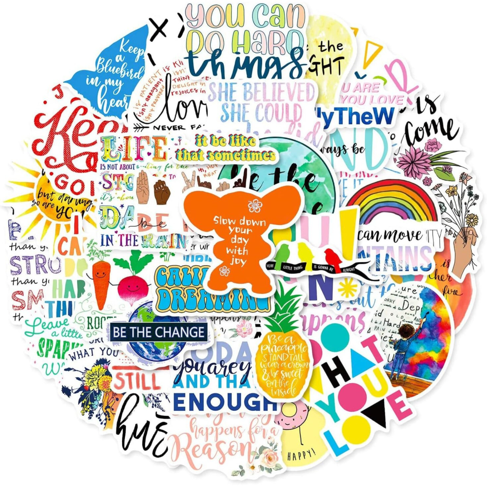 50PCS Inspirational Stickers for Water Bottles Waterproof Vinyl Decals  Motivational Stickers for Laptop Skateboard Computer Phone Guitar Decoration