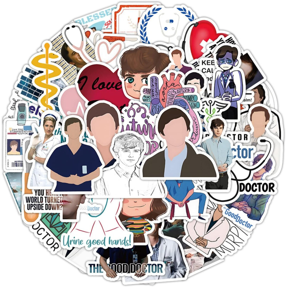 Tianci 50Pcs The Good Doctor Stickers For Teens Adults Laptop, American Tv Show Vinyl For Water Bottles Scrapbook Car Phone Skateboard Bike Luggage Bumper