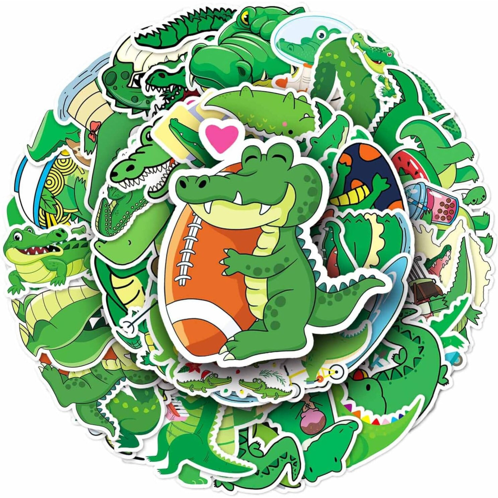 Tianci 50Pcs Cartoon Alligator Stickers Vinyl Crocodile Stickers Unique Decorations For Water Bottles,Laptops,Phones,Scrapbooking, Journaling,Mug Decals