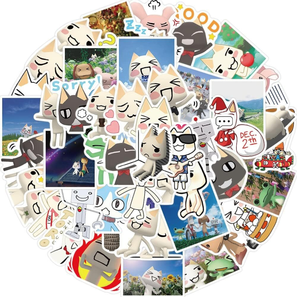 Tianci 50Pcs Toro Inoue Cat Kawaii Stickers Party Supplies Waterproof Graffiti Vinyl Sticker Decals Toy Kid Gifts (Inoue Toro)