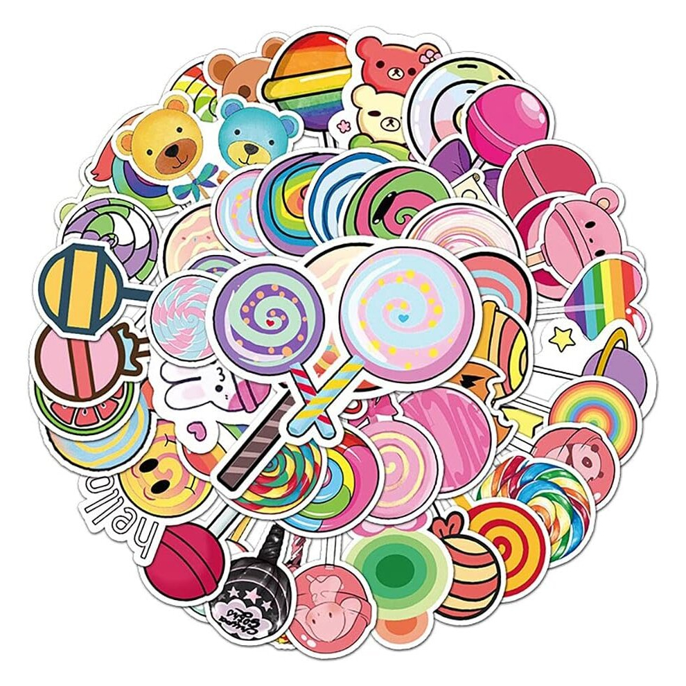 Lollipop Stickers 50 Pcs Colorful Candy Waterproof Vinyl Decals for Water Bottles Laptop Refrigerator Luggage Computer Mobile Phone Skateboard Dcor