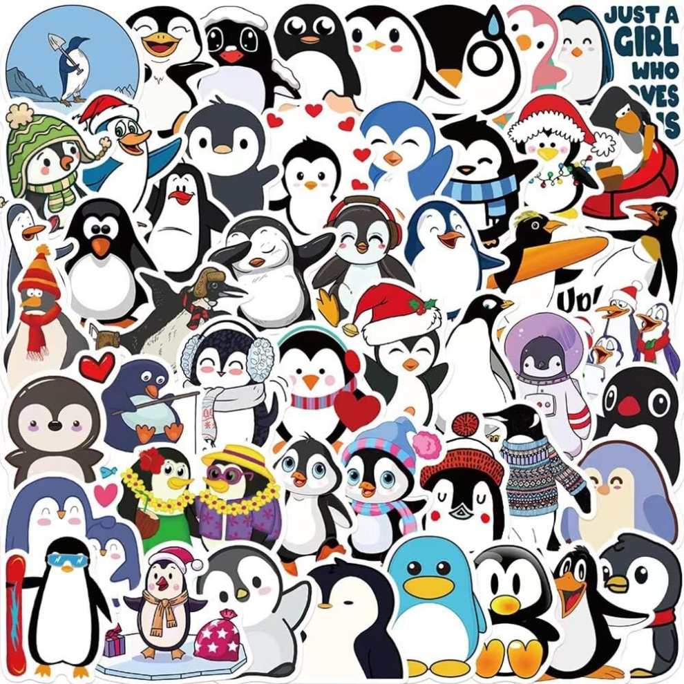 Tianci Penguin Stickers 50 Pcs Penguin Waterproof Vinyl Decals For Water Bottles Laptop Refrigerator Luggage Computer Mobile Phone Skateboard Bike Dcor