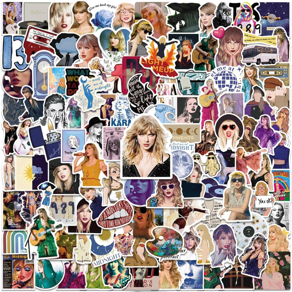Tianci 200Pcs Taylor Music Stickers,Swift Ablum For Adult,Waterproof Vinyl Sticker For Teen Girl Water Bottle Laptop Phone Skateboard Bike Luggage Guitar