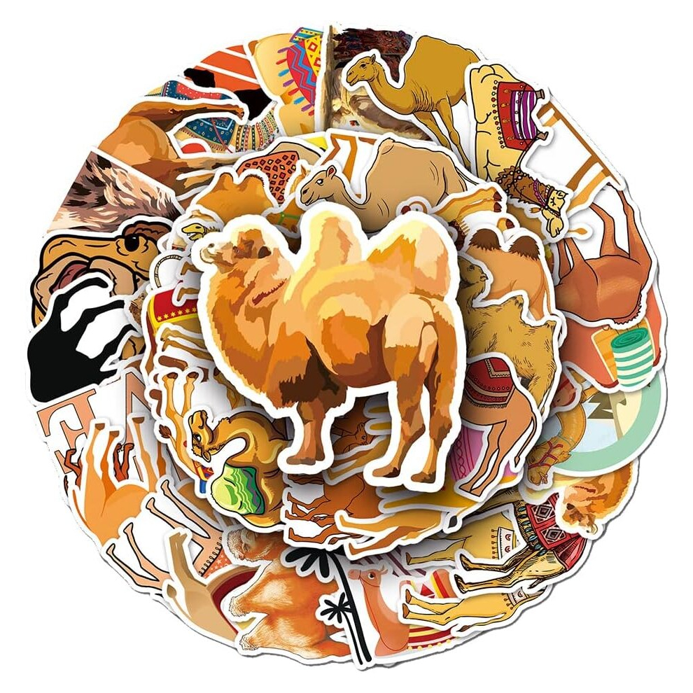 Desert Camel Stickers for Teens Boy Girls Kids 50 Pcs Cute Cartoon Waterproof Vinyl Animals Stickers for Laptop Phone Tablet Luggage Notebook
