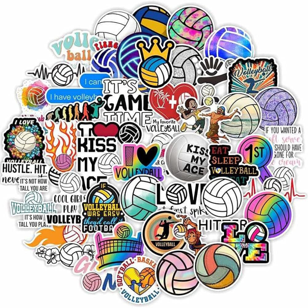Volleyball Stickers 50 Pcs Waterproof Vinyl Decals for Water Bottles Laptop Luggage Cup  Mobile Phone Skateboard Guitar Helmet Snowboard Dcor